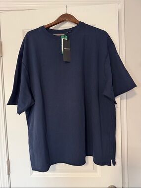 Men’s T-Shirt Navy Blue XXL NWT Hedge French Terry Oversized